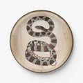 Grey Kingsnake antique snake Halloween paper plate, overhead