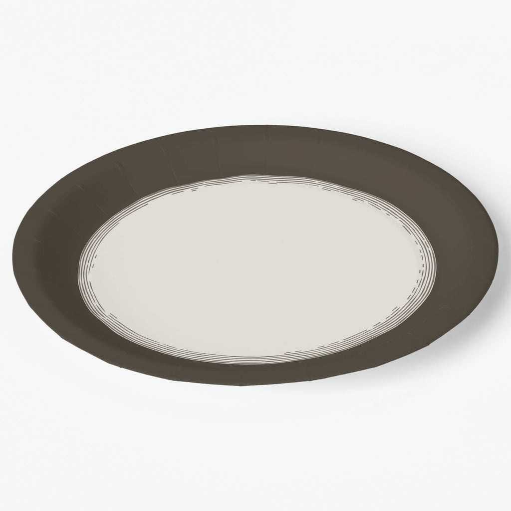 Les Classiques Umber paper plate, angled view