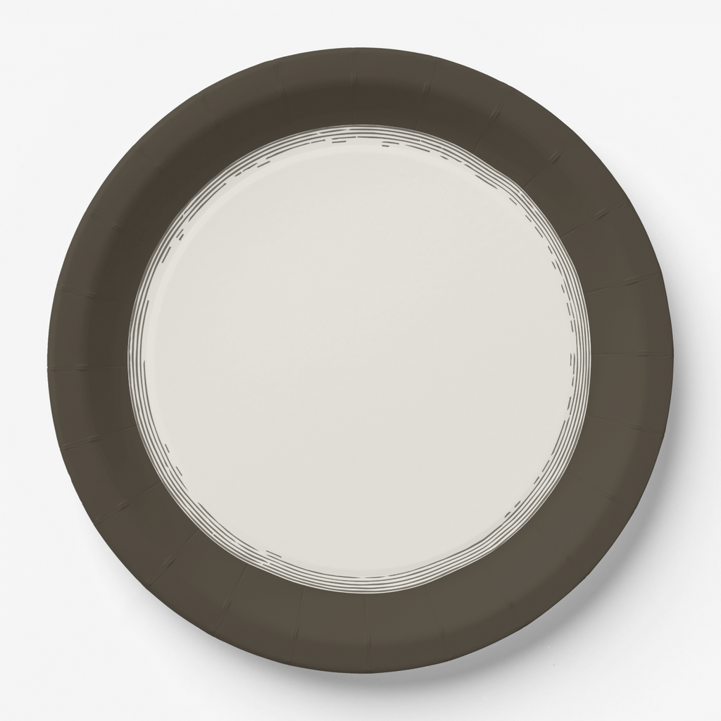Les Classiques Umber paper plate, overhead view