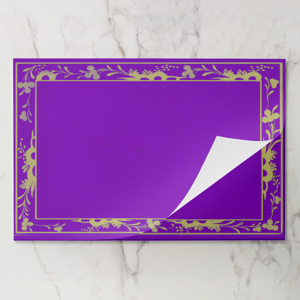 Violet Bordure placemat pad with the top sheet lifting away