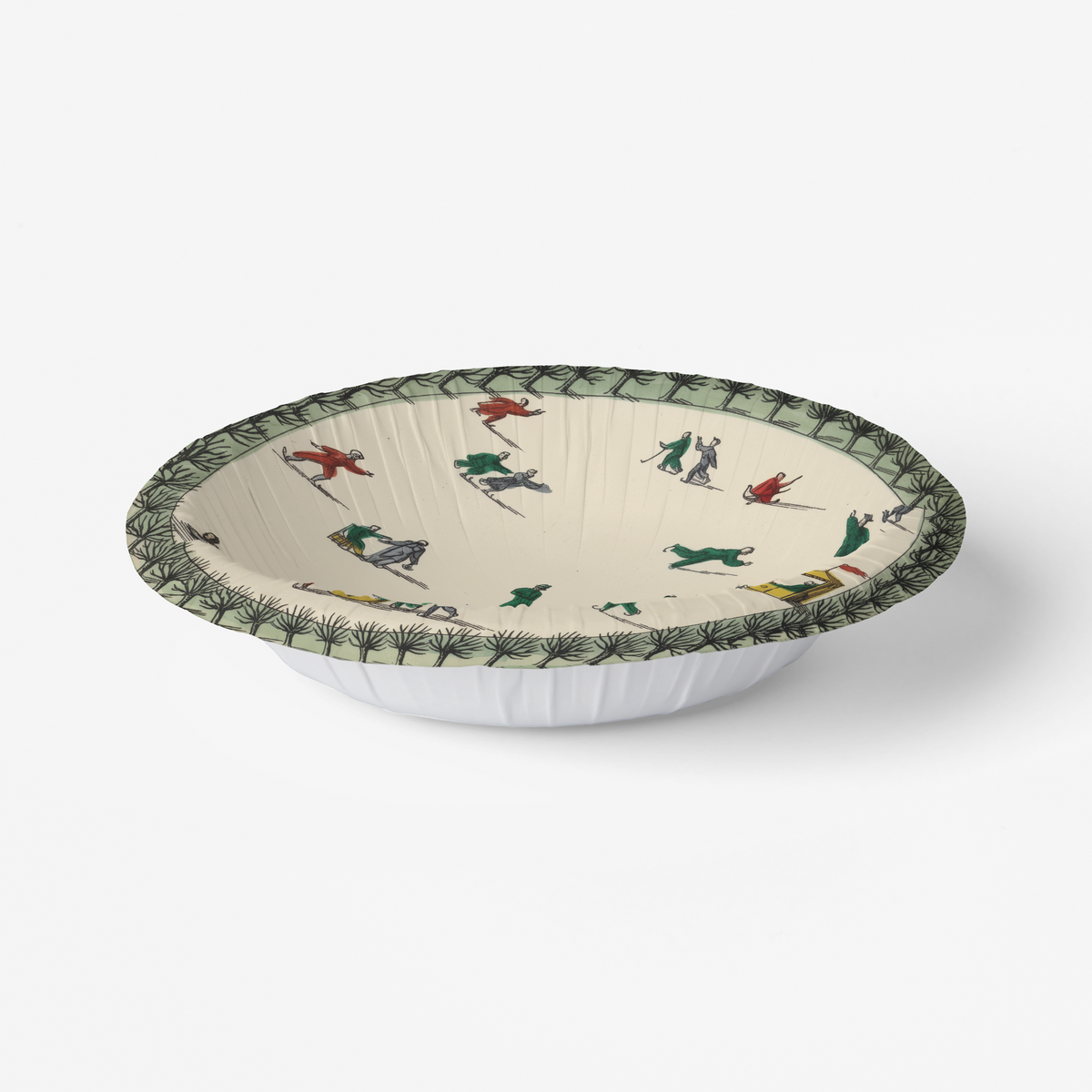 Noël La Patinoire paper bowl, angled view