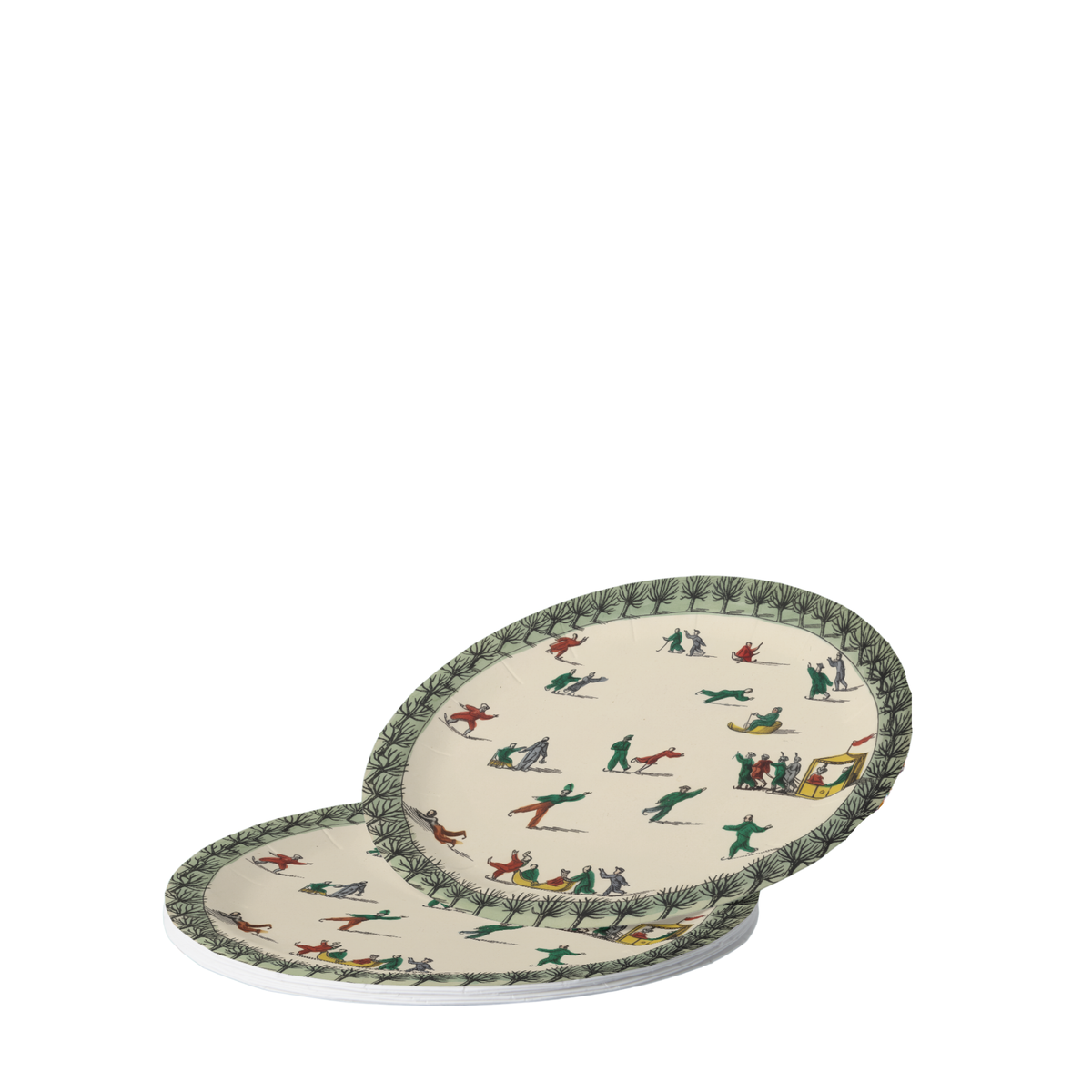 Noël La Patinoire 7-inch paper plates stacked