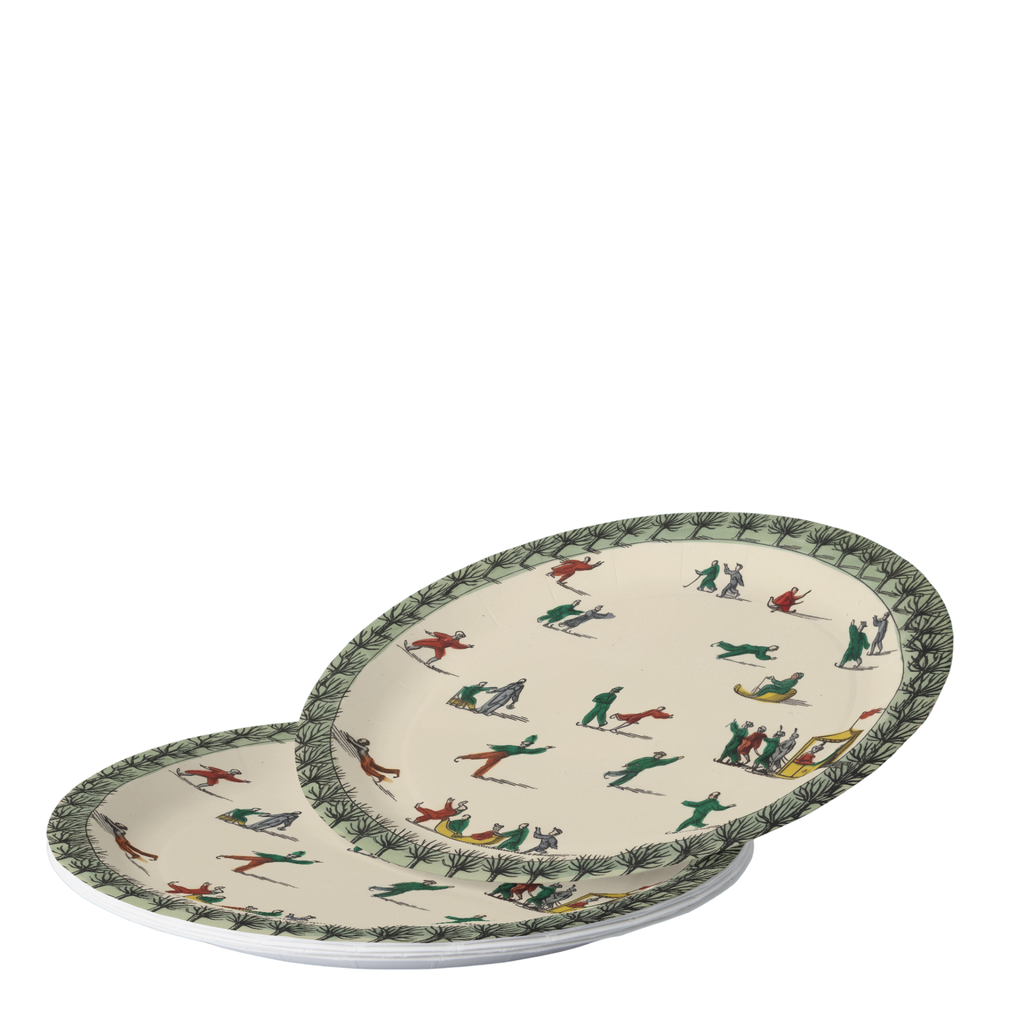 Noël La Patinoire paper plates set for a party