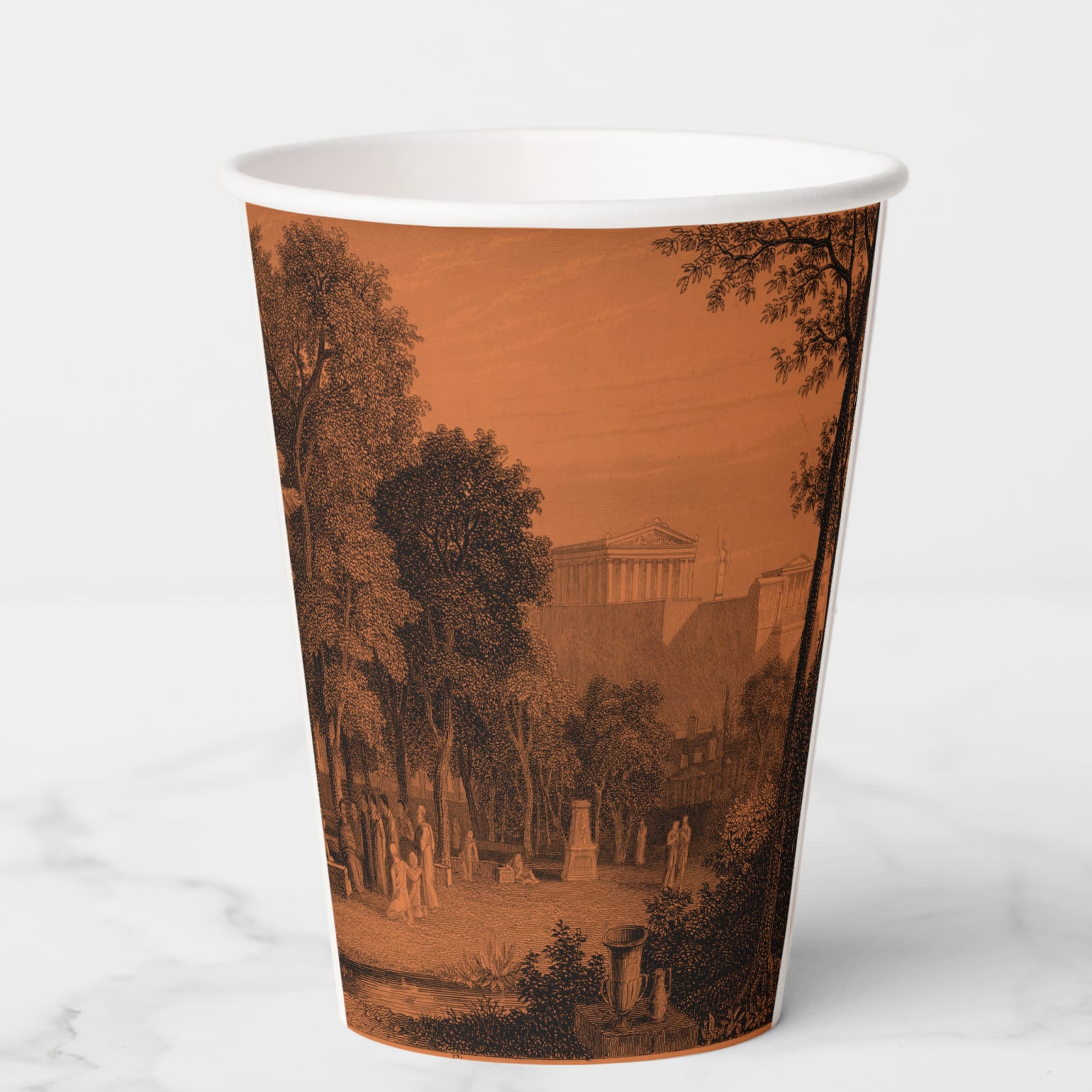 Acropolis paper party cup, back
