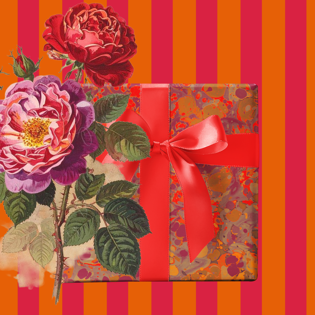 Les Fleur Chrimson Marble Gift Wrap