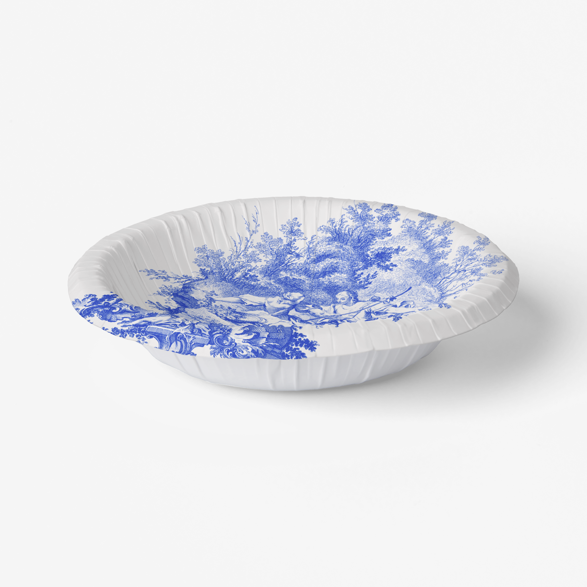 Vintage Voyagers France Blue & White Toile French Pastoral Paper Party Plates