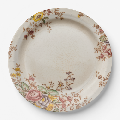 Vintage Voyagers France Bee Floral Paper Plates