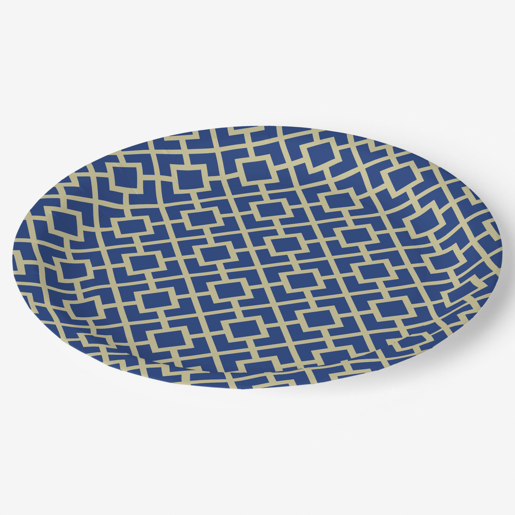 Vintage Voyagers France La Chinoiserie Cobalt Fretwork Paper Party Plate