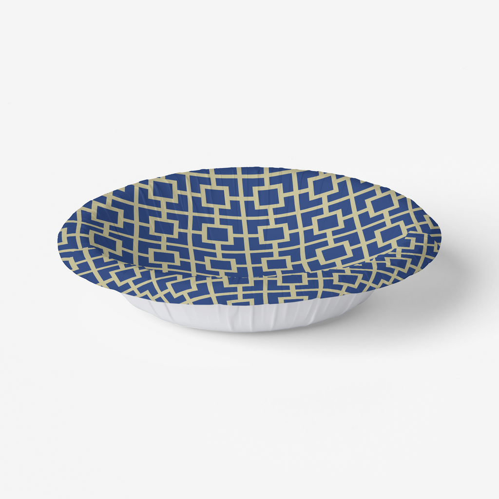 Vintage Voyagers France La Chinoiserie Cobalt Fretwork Paper Party Plate