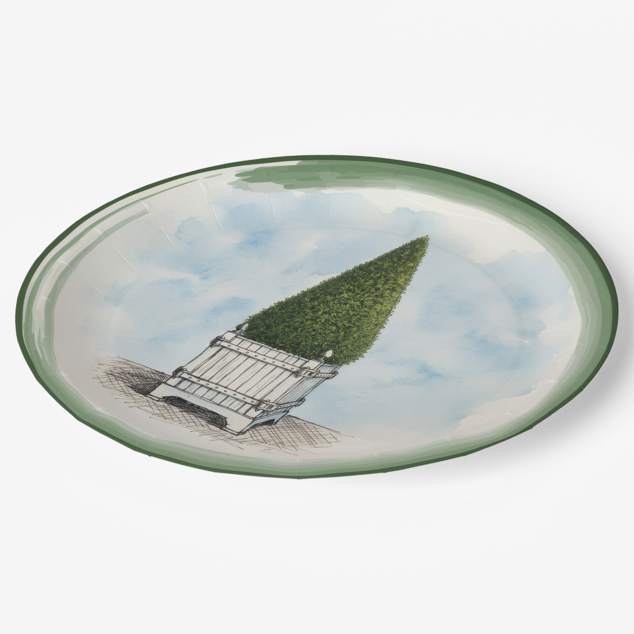 Vintage Voyagers France Le Jardin Français Cone Topiary Paper Party Plate 