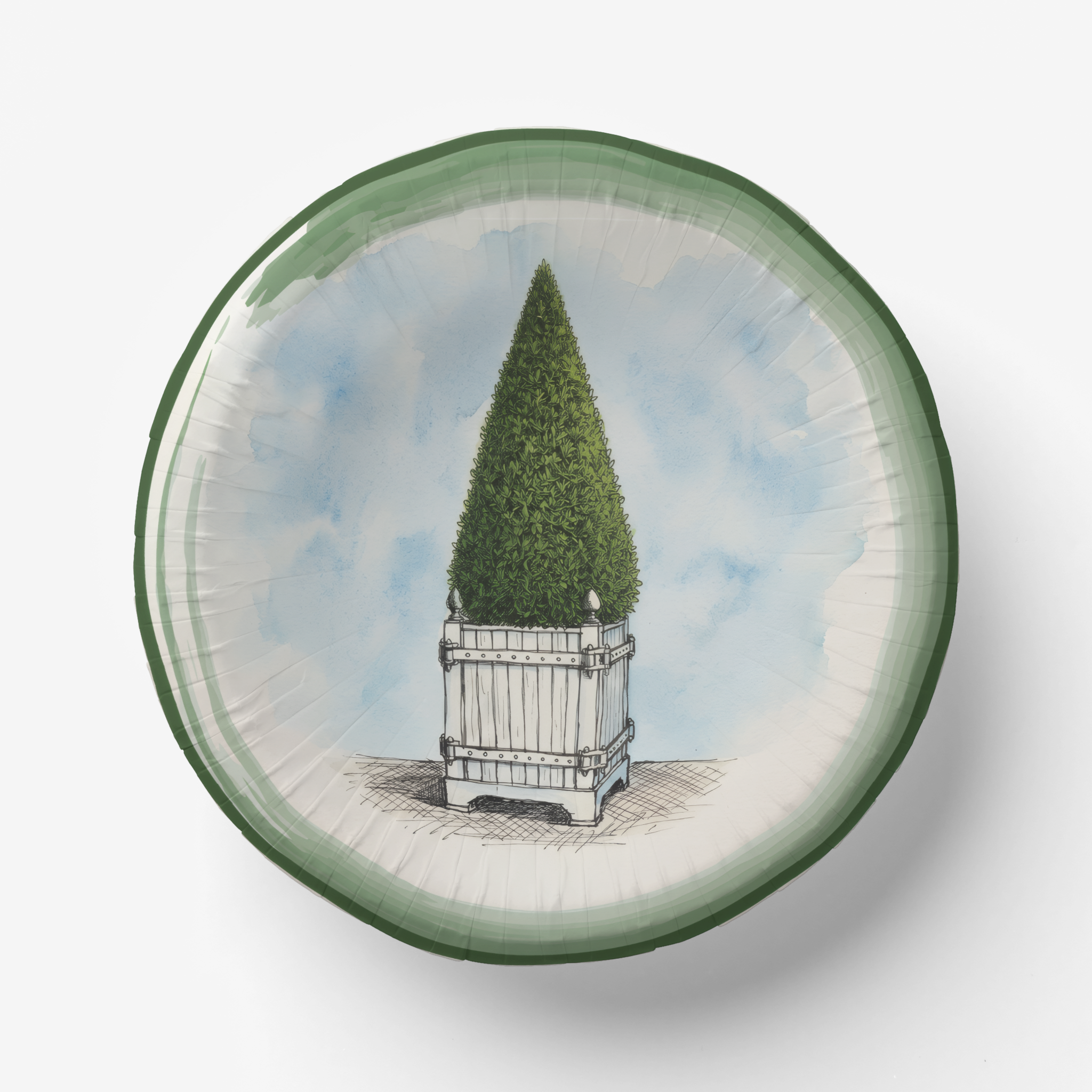 Vintage Voyagers France Le Jardin Français Cone Topiary Paper Party Plate 