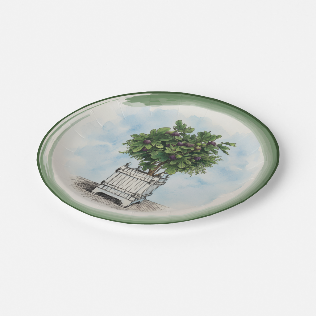 Vintage Voyagers France Le Jardin Français Fig Topiary Paper Party Plate