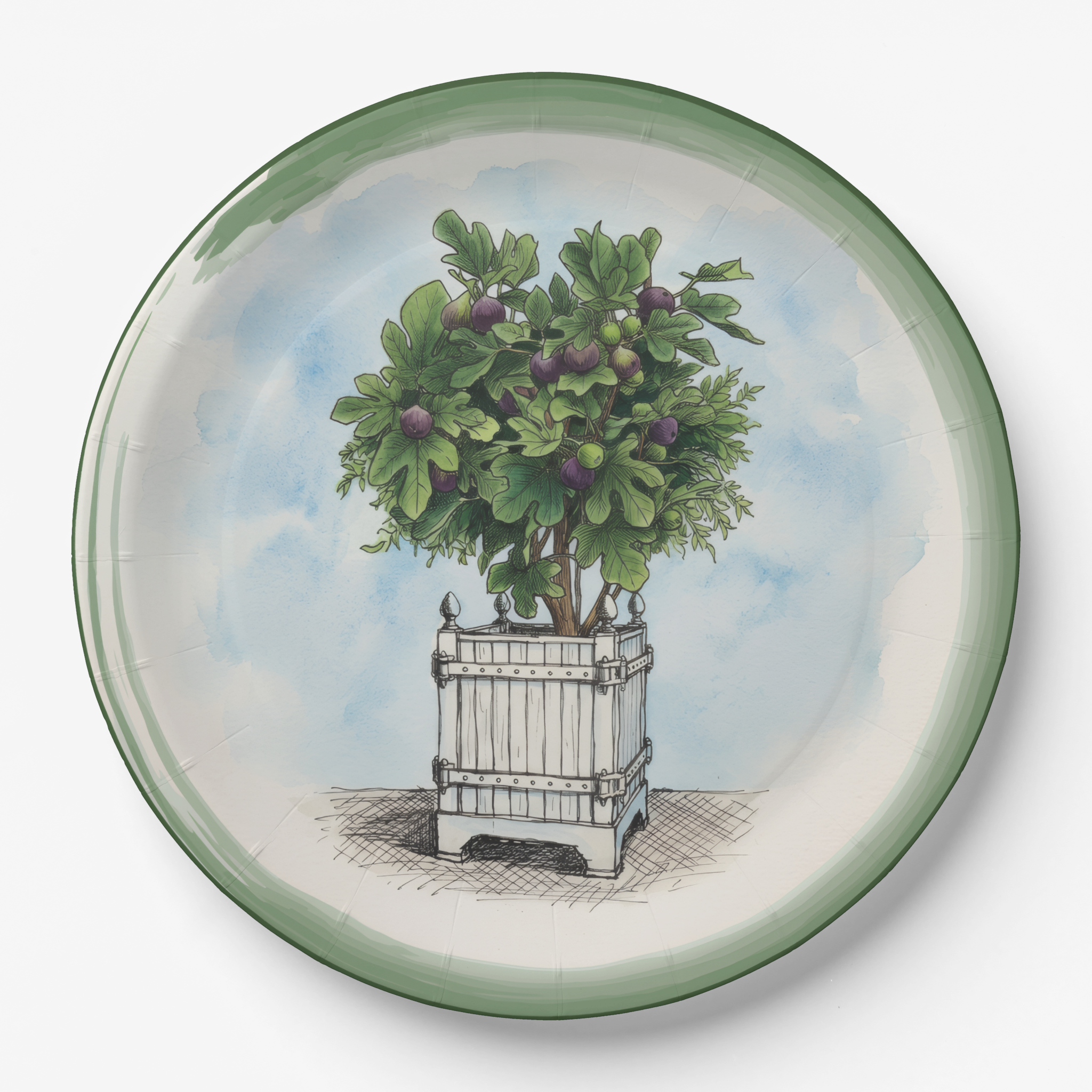 Vintage Voyagers France Le Jardin Français Fig Topiary Paper Party Plate