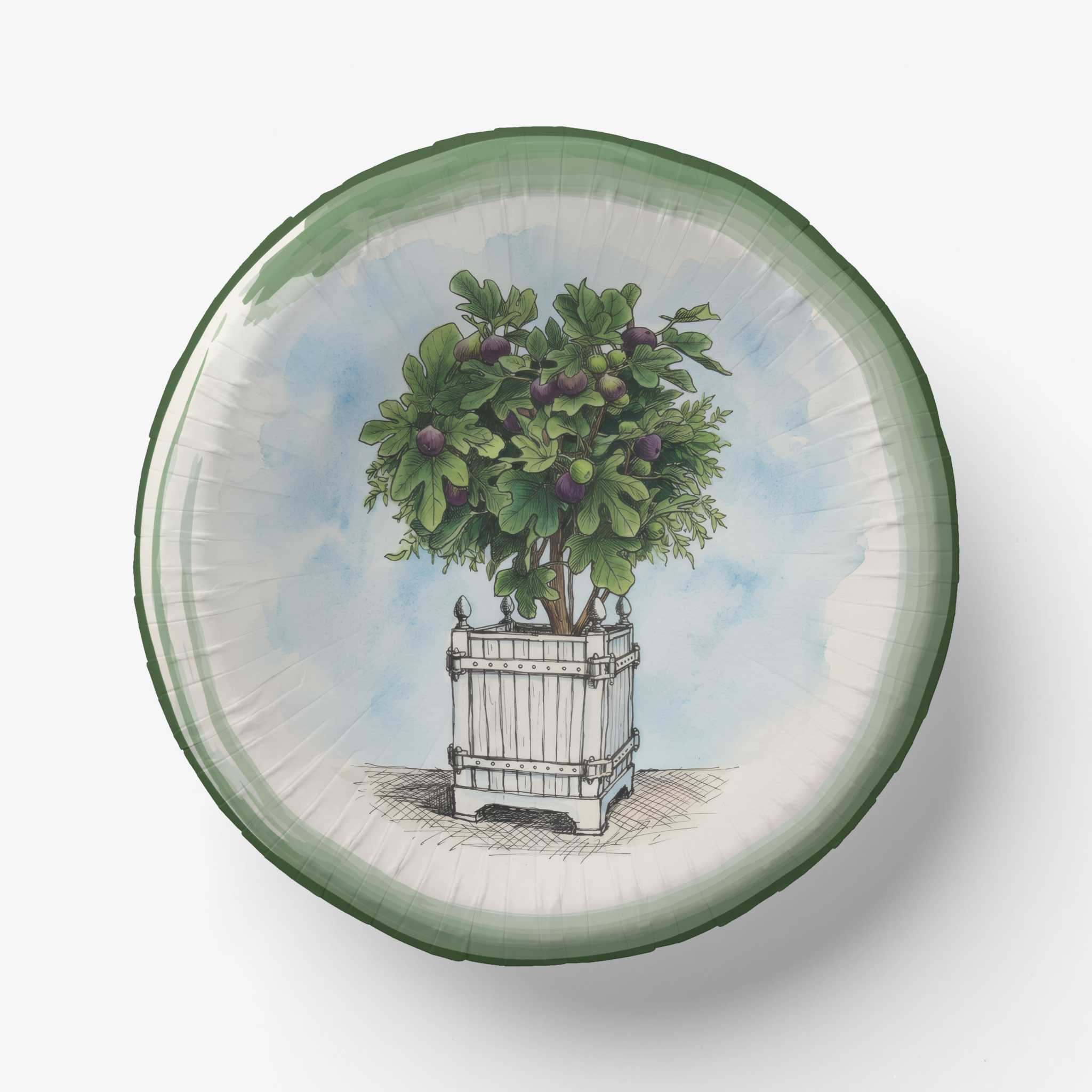 Vintage Voyagers France Le Jardin Français Fig Topiary Paper Party Plate