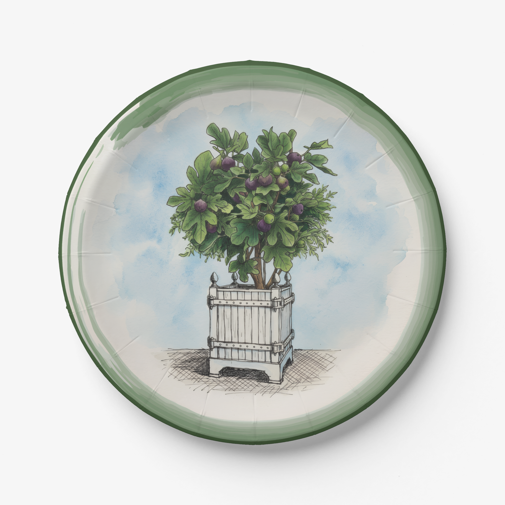 Vintage Voyagers France Le Jardin Français Fig Topiary Paper Party Plate
