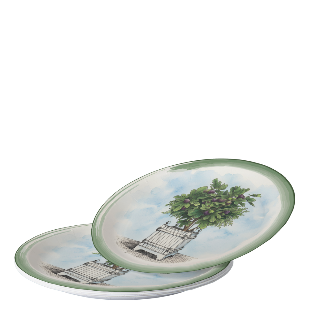 Vintage Voyagers France Le Jardin Français Fig Topiary Paper Party Plate