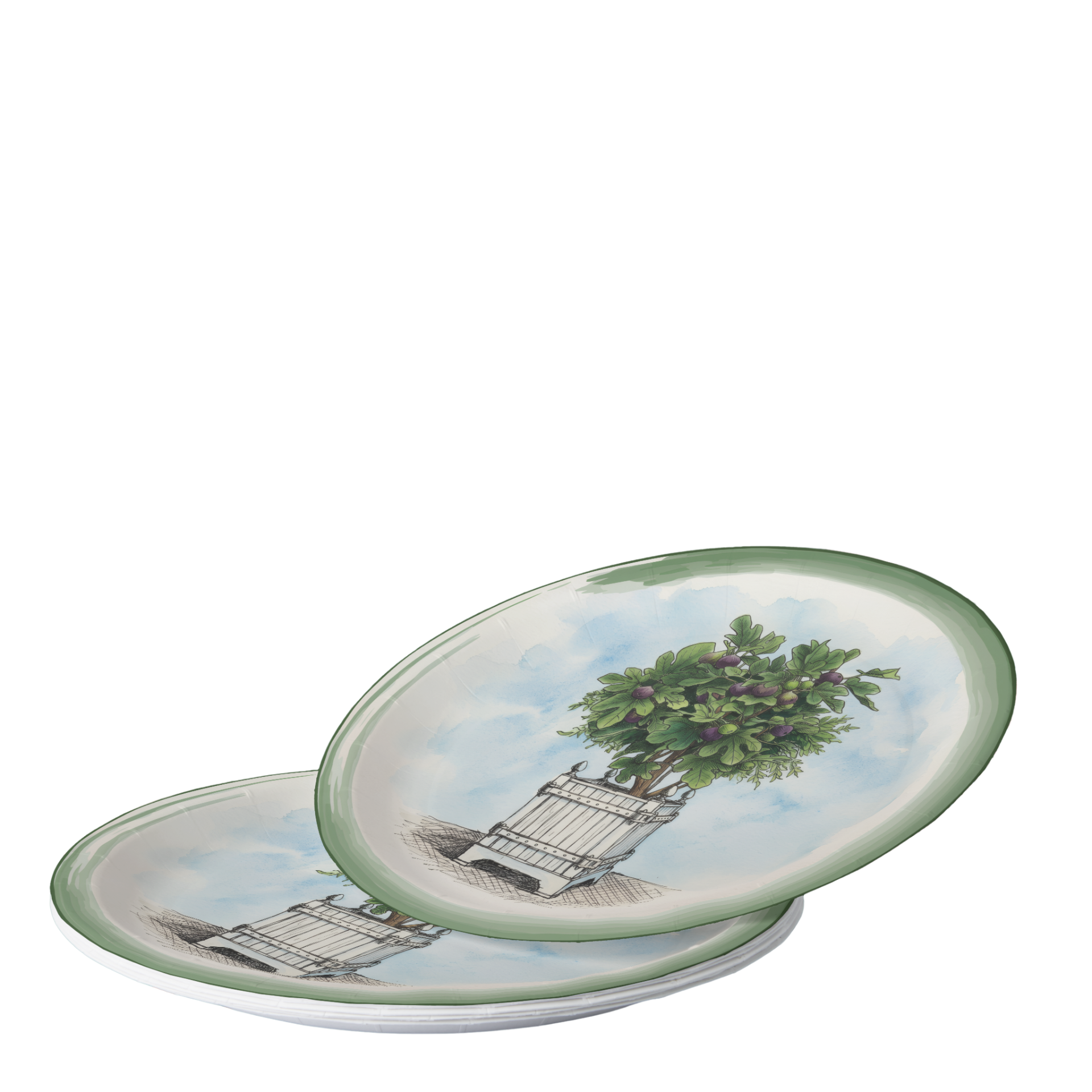 Vintage Voyagers France Le Jardin Français Fig Topiary Paper Party Plate