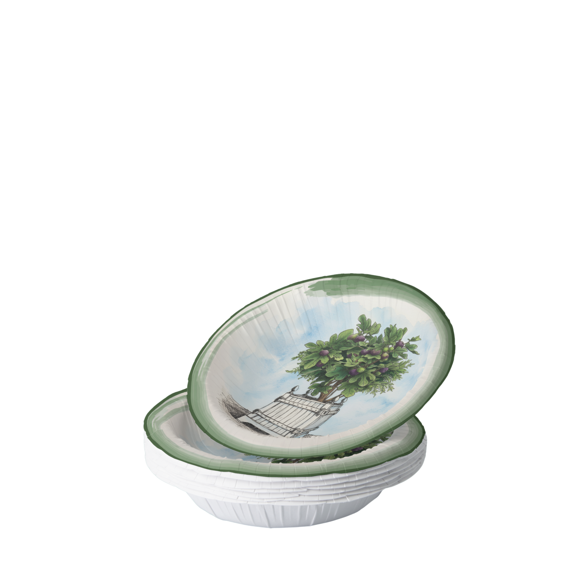 Vintage Voyagers France Le Jardin Français Fig Topiary Paper Party Plate
