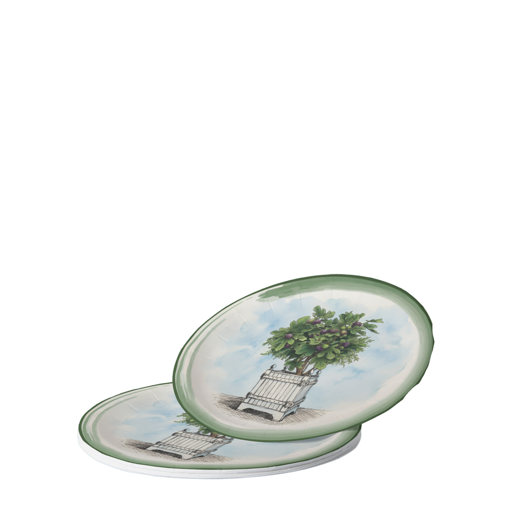Vintage Voyagers France Le Jardin Français Fig Topiary Paper Party Plate