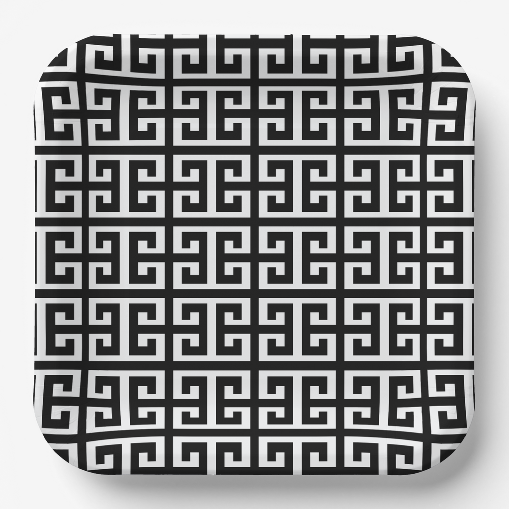 Vintage Voyagers France Greek Key Paper Party Plate