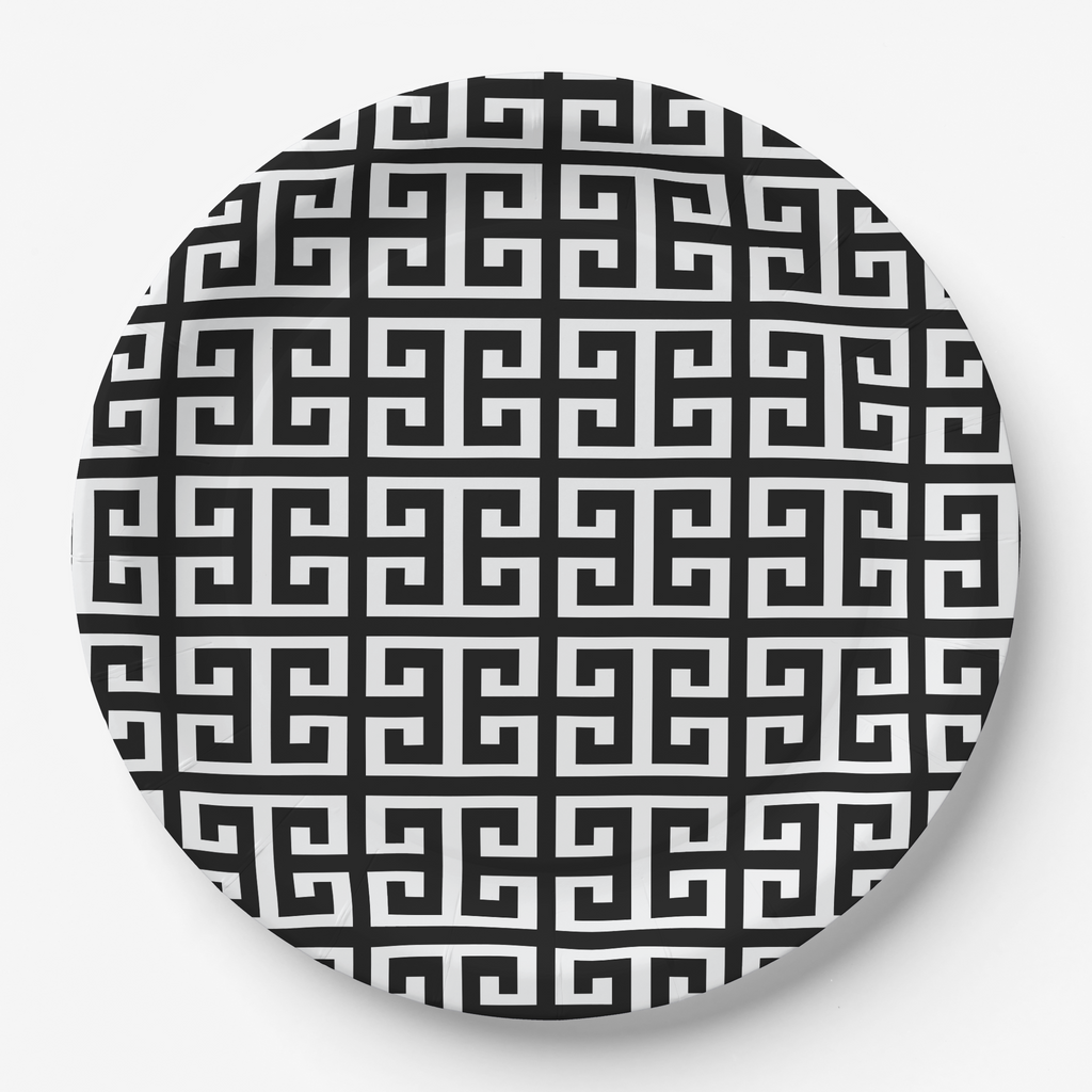 Vintage Voyagers France Greek Key Paper Party Plate