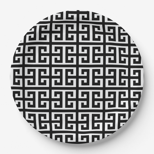 Vintage Voyagers France Greek Key Paper Party Plate