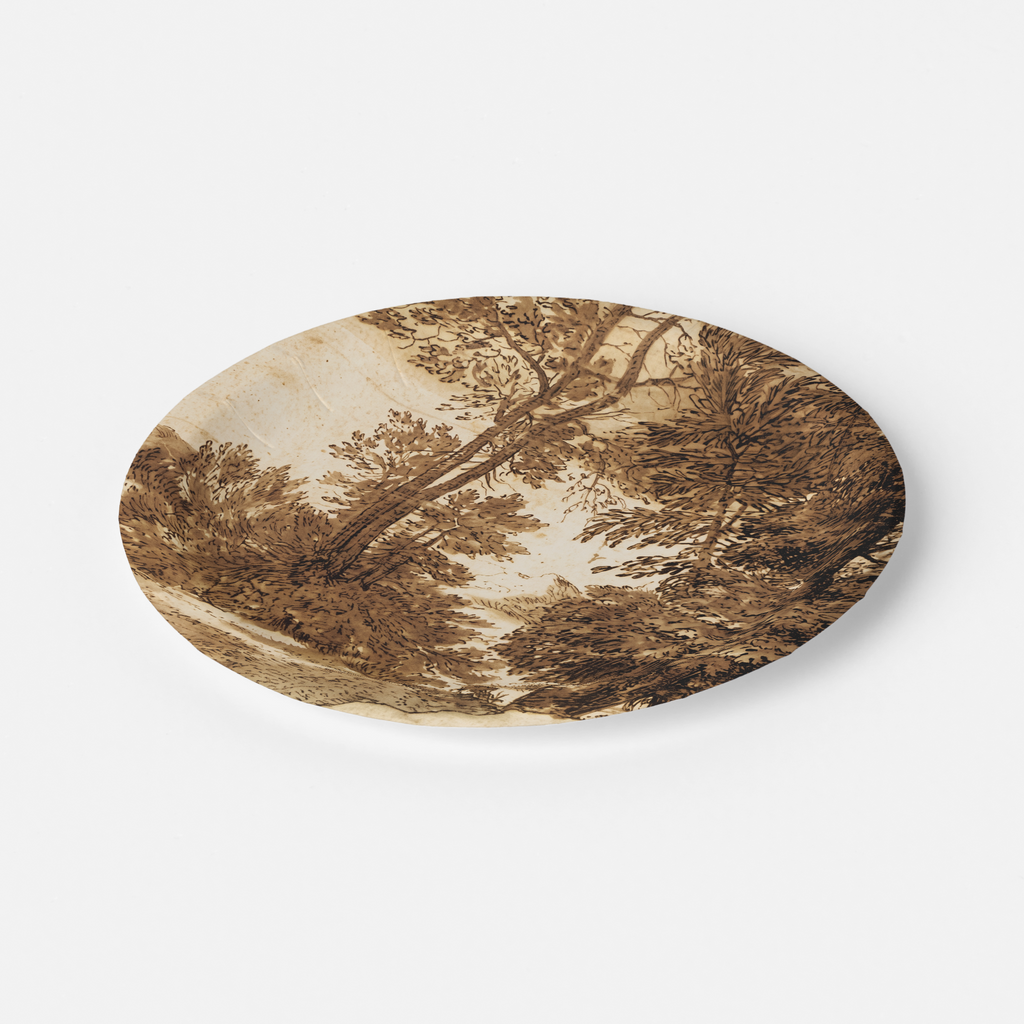 Vintage Voyagers France Grisaille Landscape Paper Party Plate