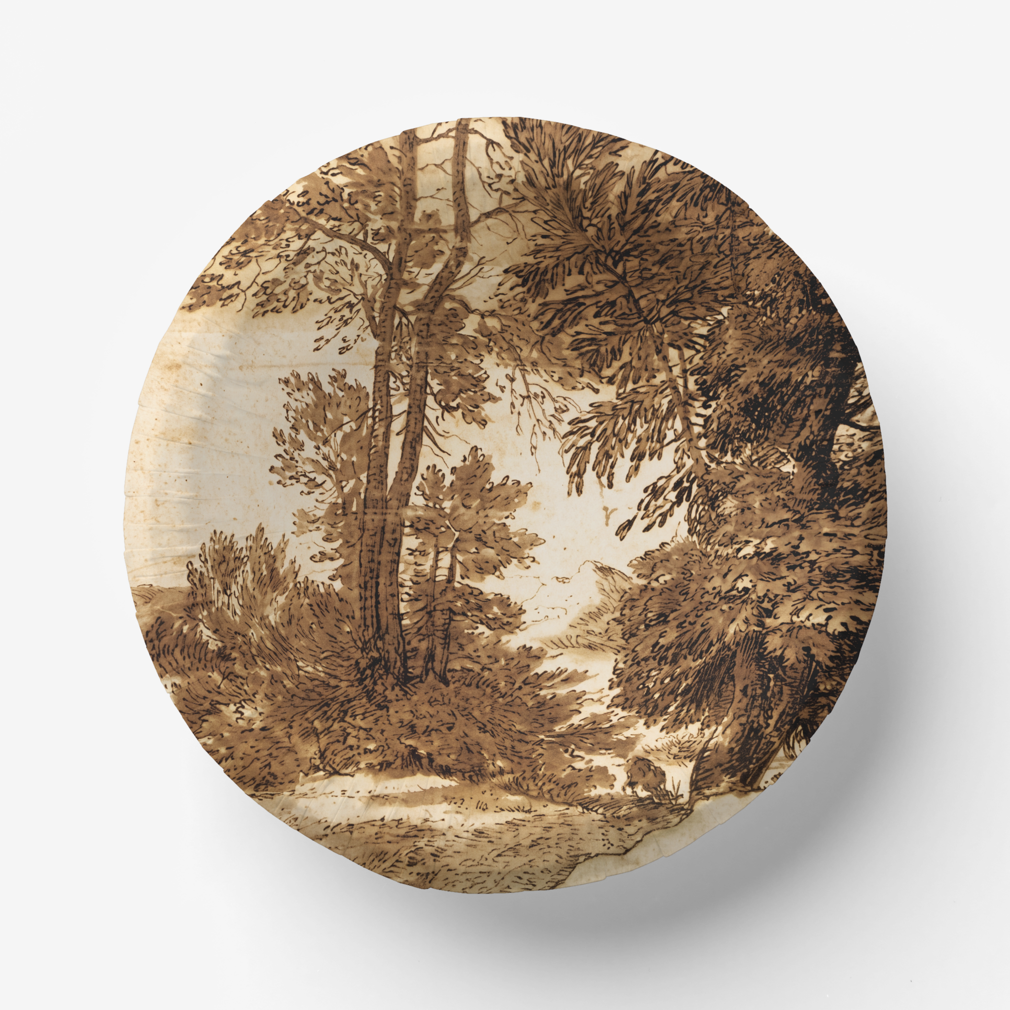 Vintage Voyagers France Grisaille Landscape Paper Party Plate