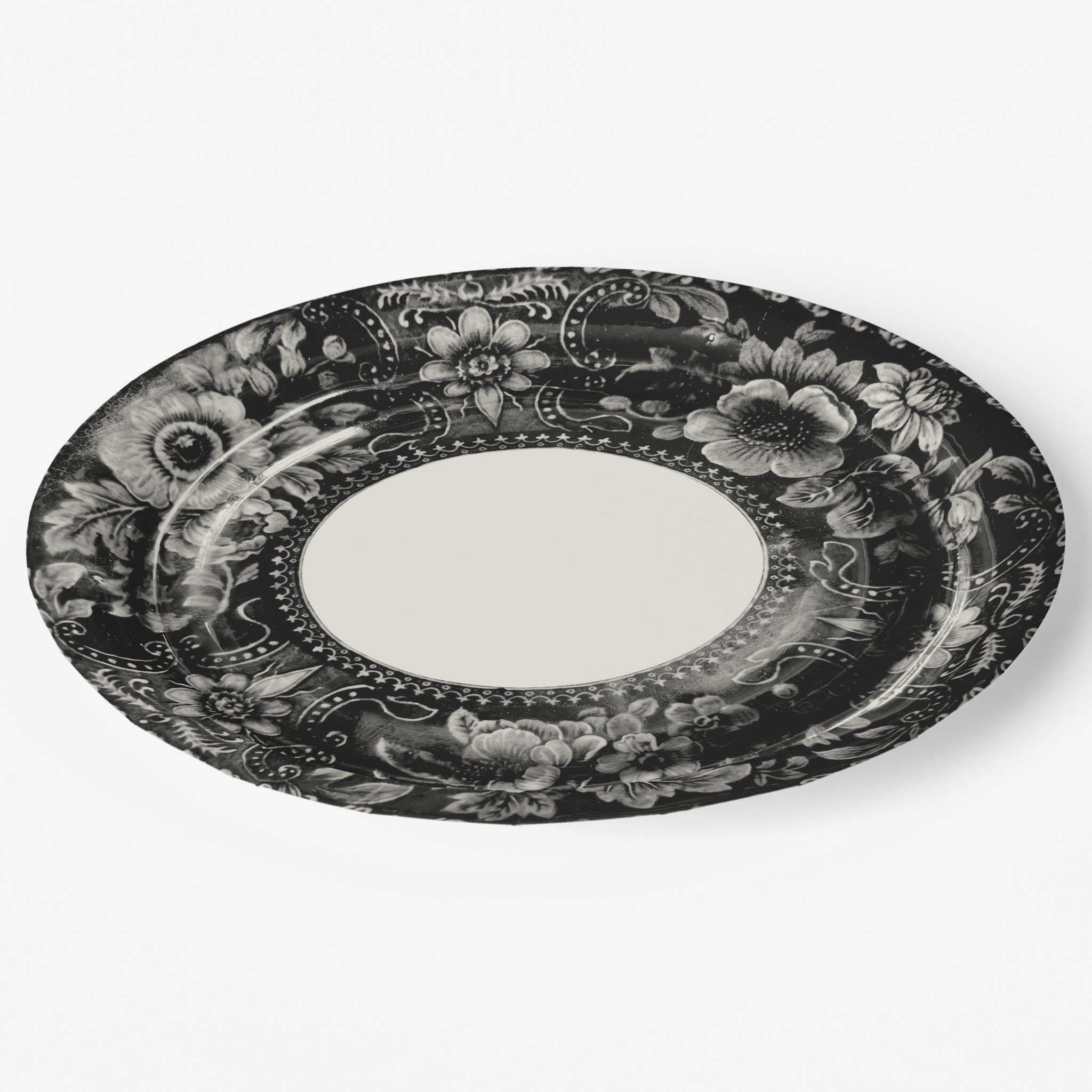 Vintage Voyagers France Doomsday Floral Halloween Paper Plates