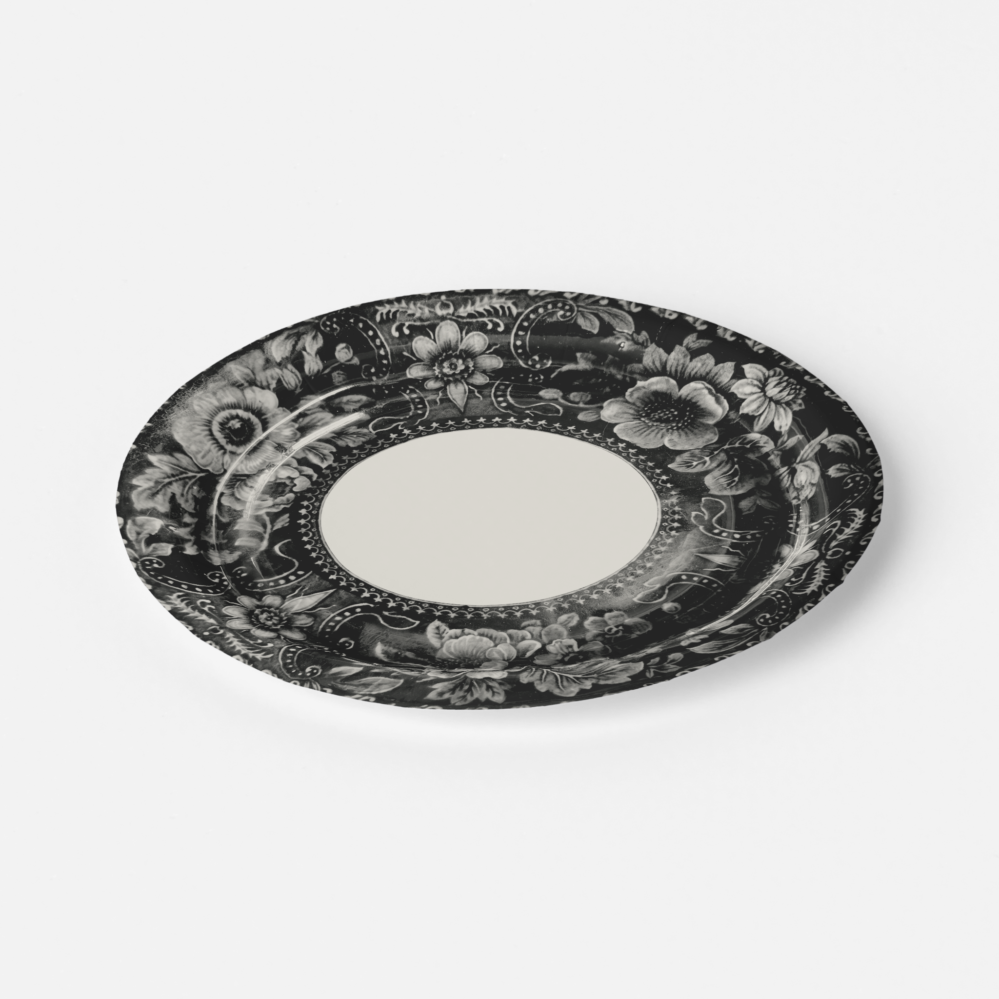 Vintage Voyagers France Doomsday Floral Halloween Paper Plates