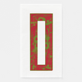 La Chinoiserie Noël guest towel — a green and red bordered panel on white