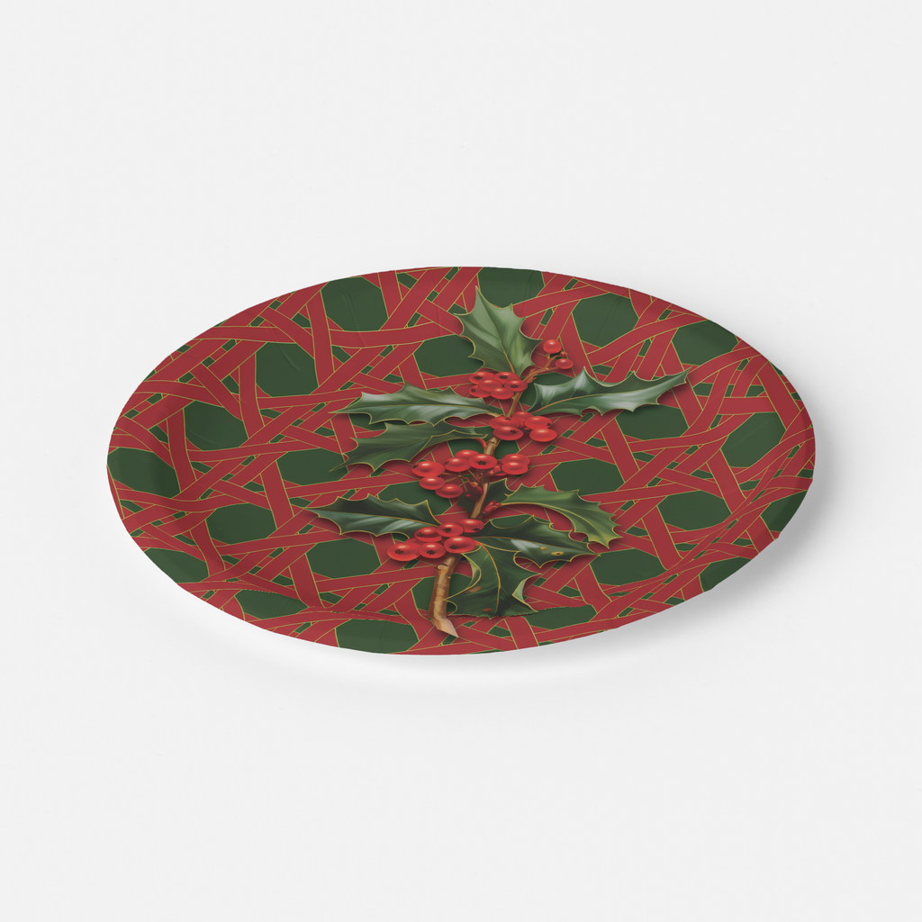 Vintage Voyagers France Holly Paper Party Plates