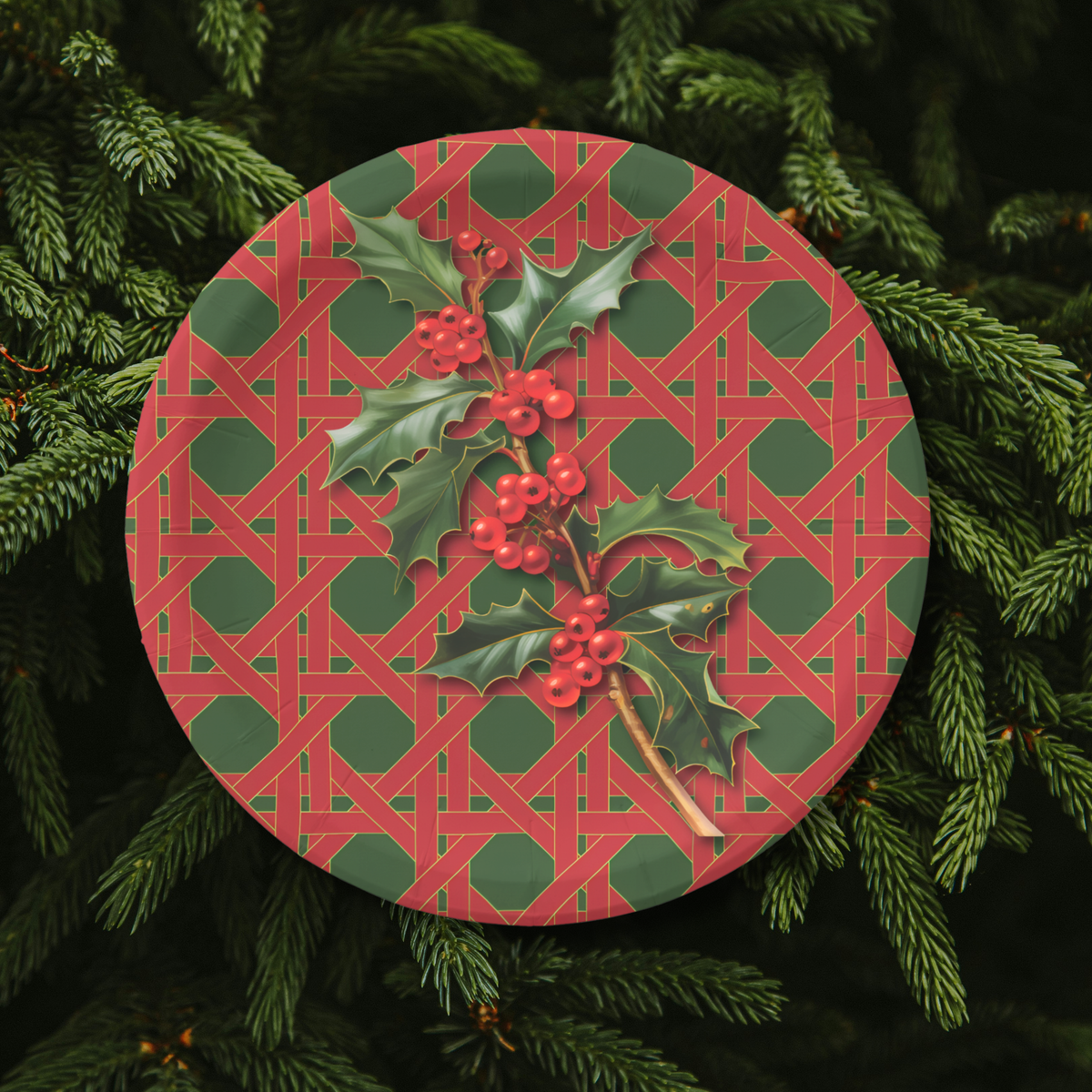 Vintage Voyagers France Holly Paper Party Plates