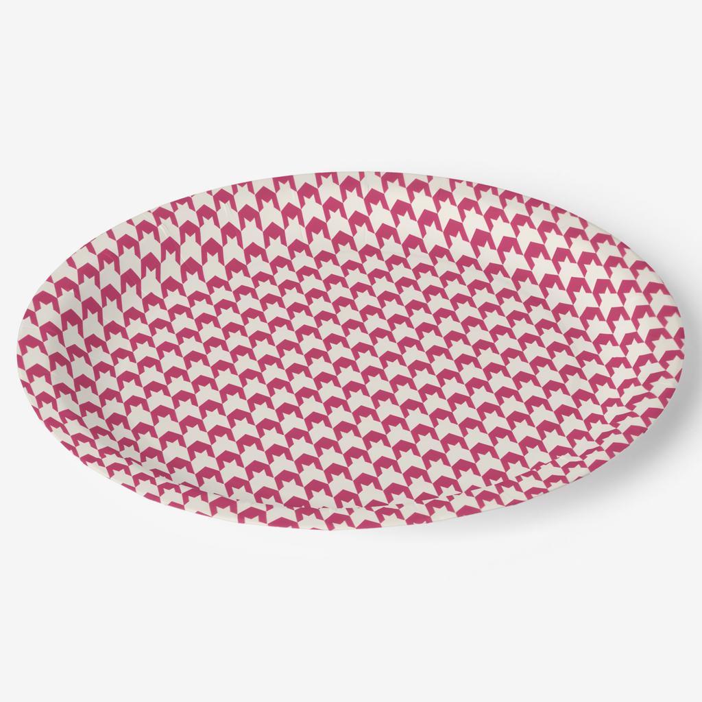 Vintage Voyagers France Hot Pink Houndstooth Paper Plates
