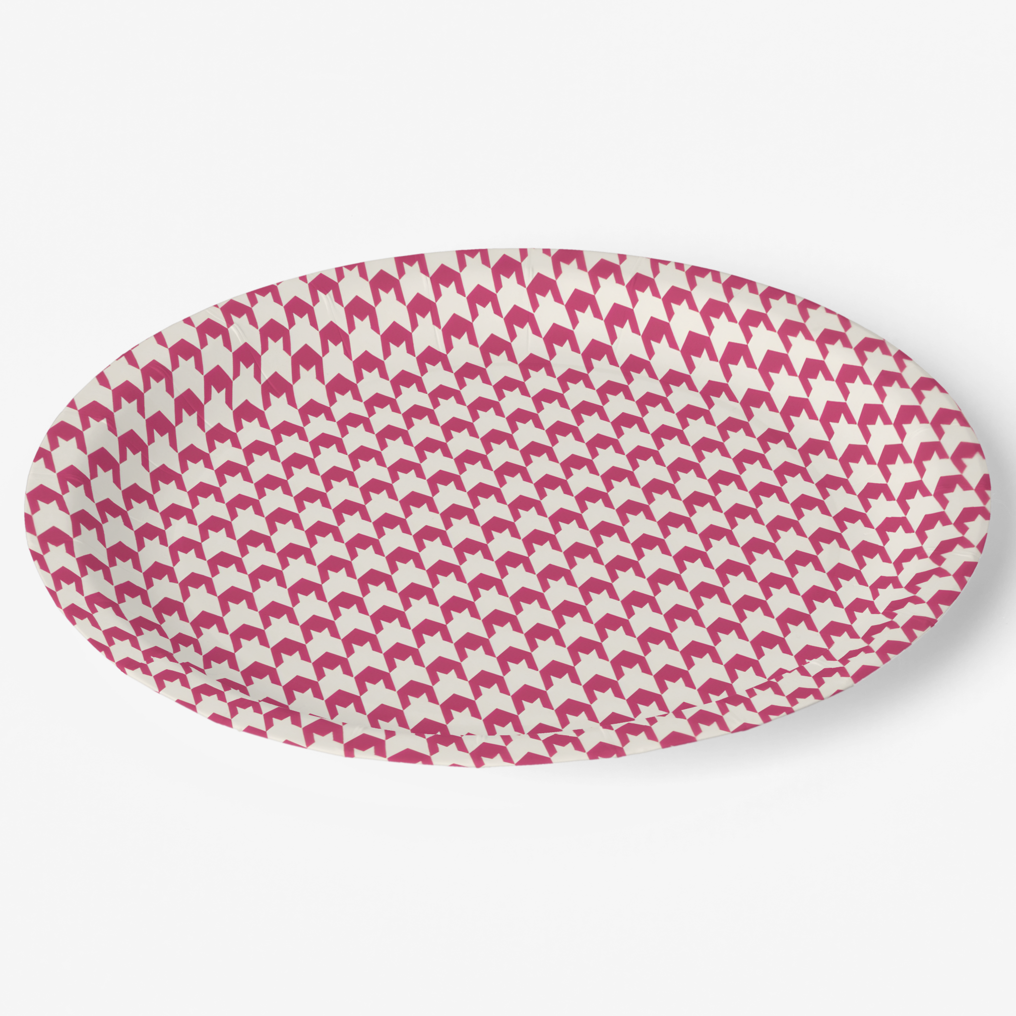 Vintage Voyagers France Hot Pink Houndstooth Paper Plates