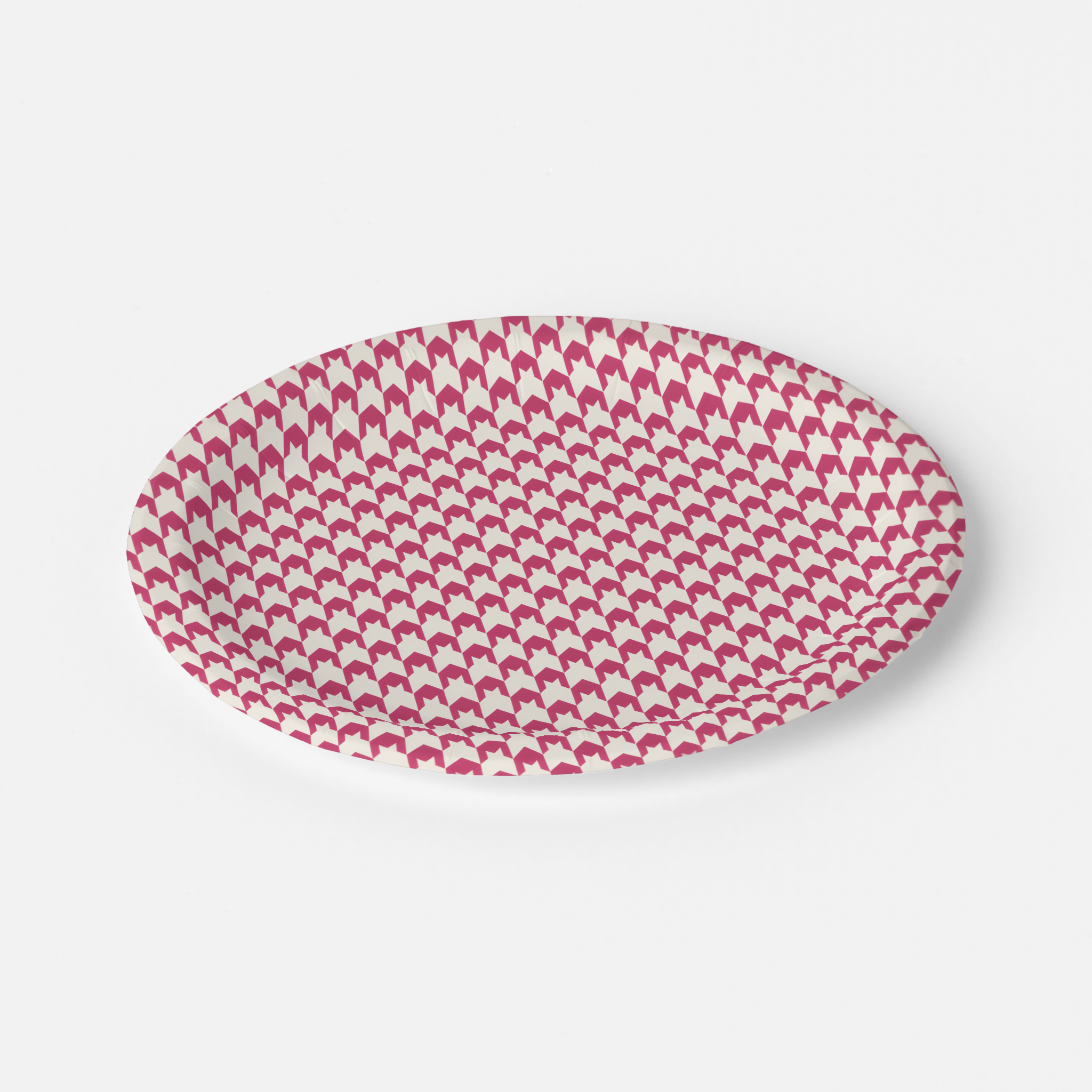 Vintage Voyagers France Hot Pink Houndstooth Paper Plates