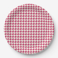 Vintage Voyagers France Hot Pink Houndstooth Paper Plates