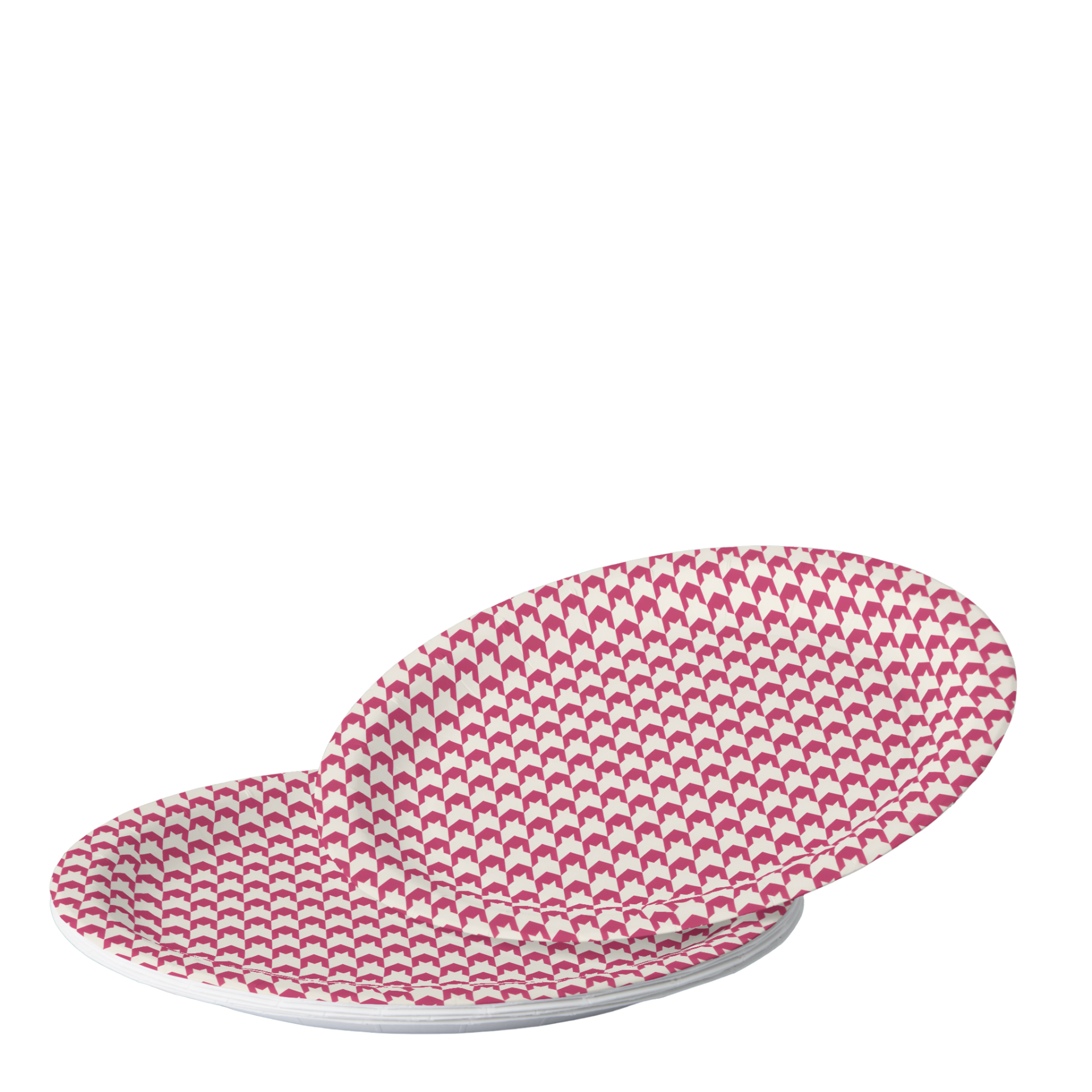 Vintage Voyagers France Hot Pink Houndstooth Paper Plates