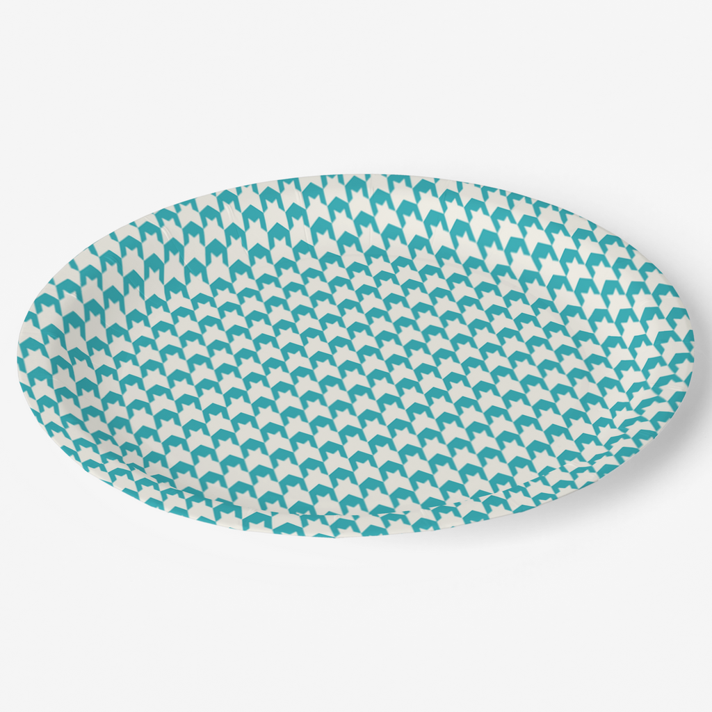 Vintage Voyagers France Lagoon Houndstooth Paper Party Plate