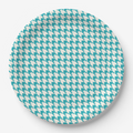 Vintage Voyagers France Lagoon Houndstooth Paper Party Plate