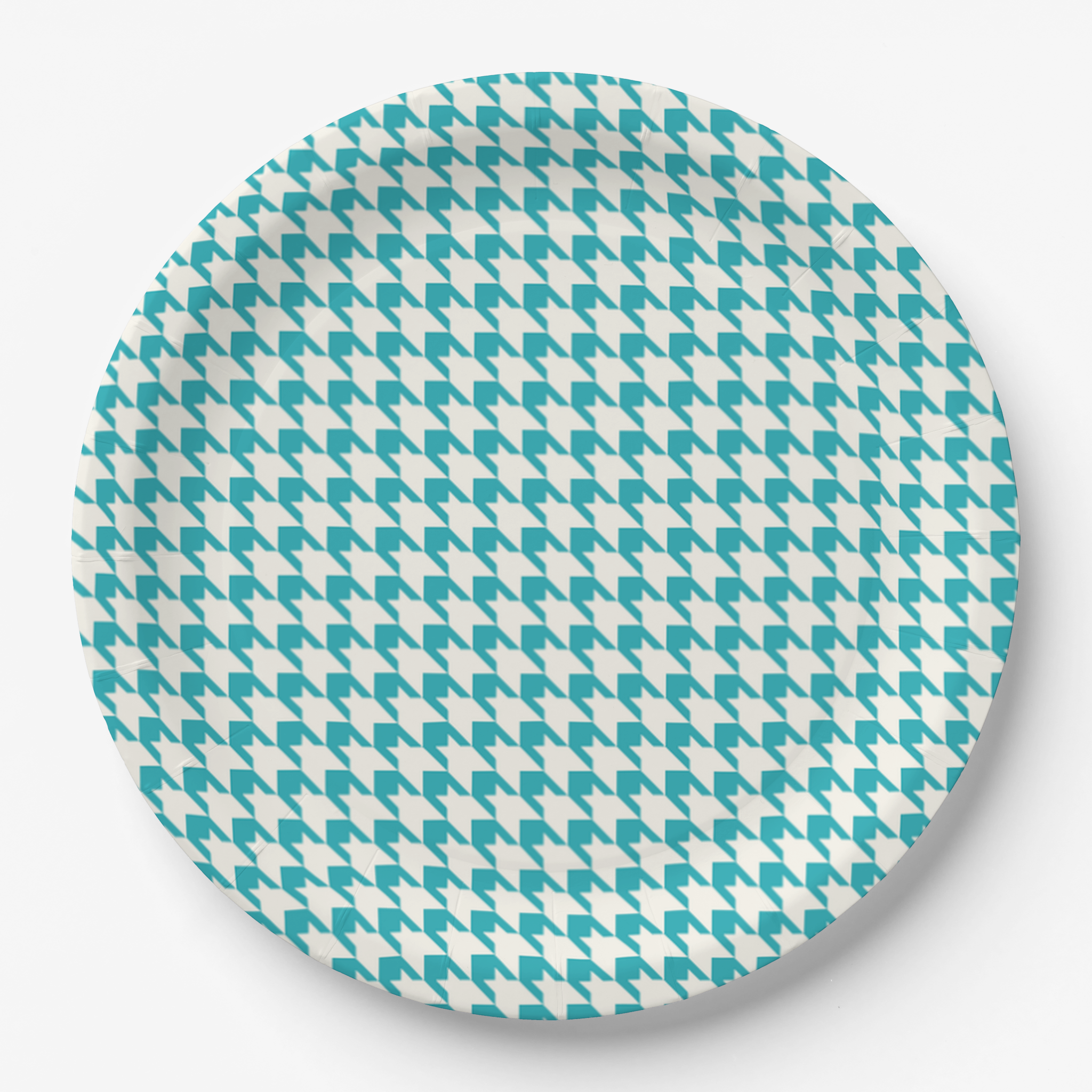 Vintage Voyagers France Lagoon Houndstooth Paper Party Plate