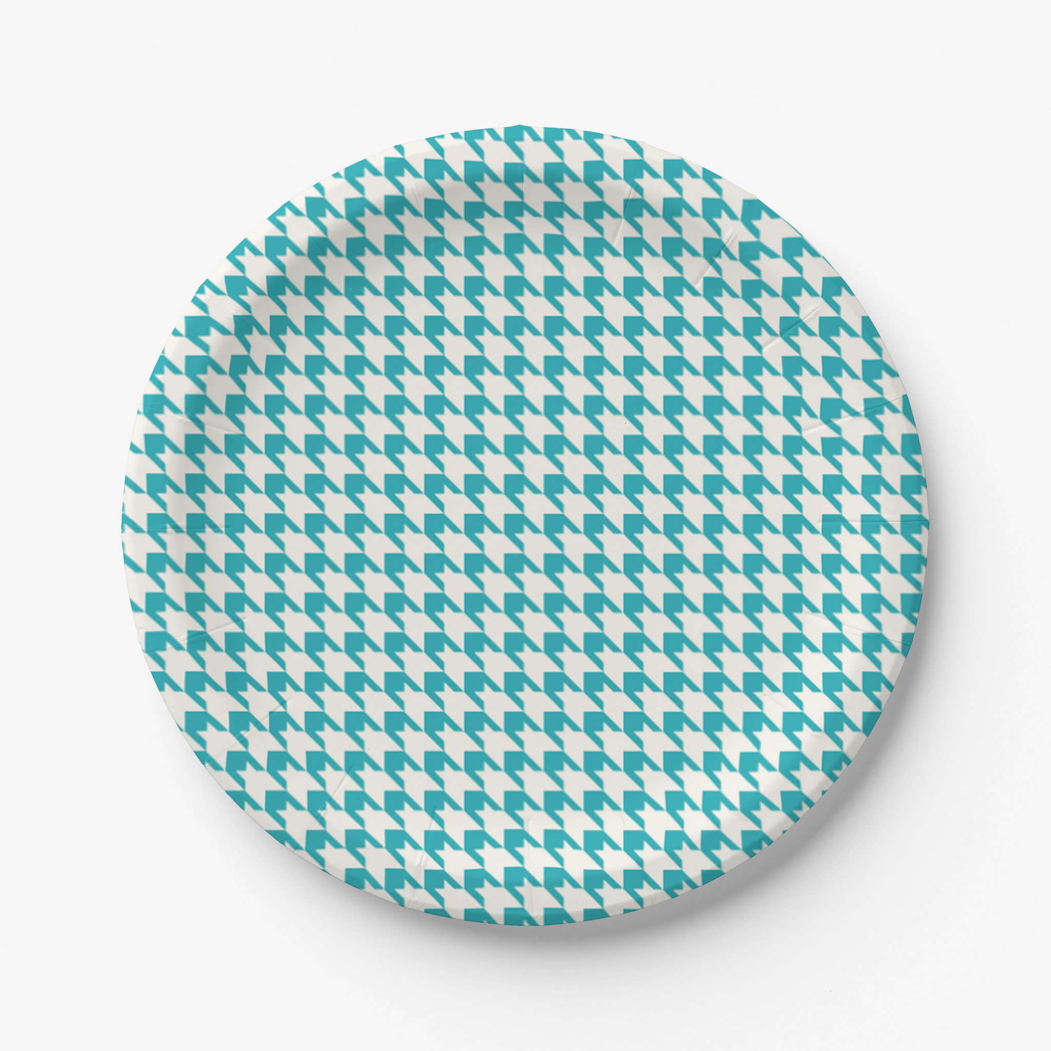 Vintage Voyagers France Lagoon Houndstooth Paper Party Plate