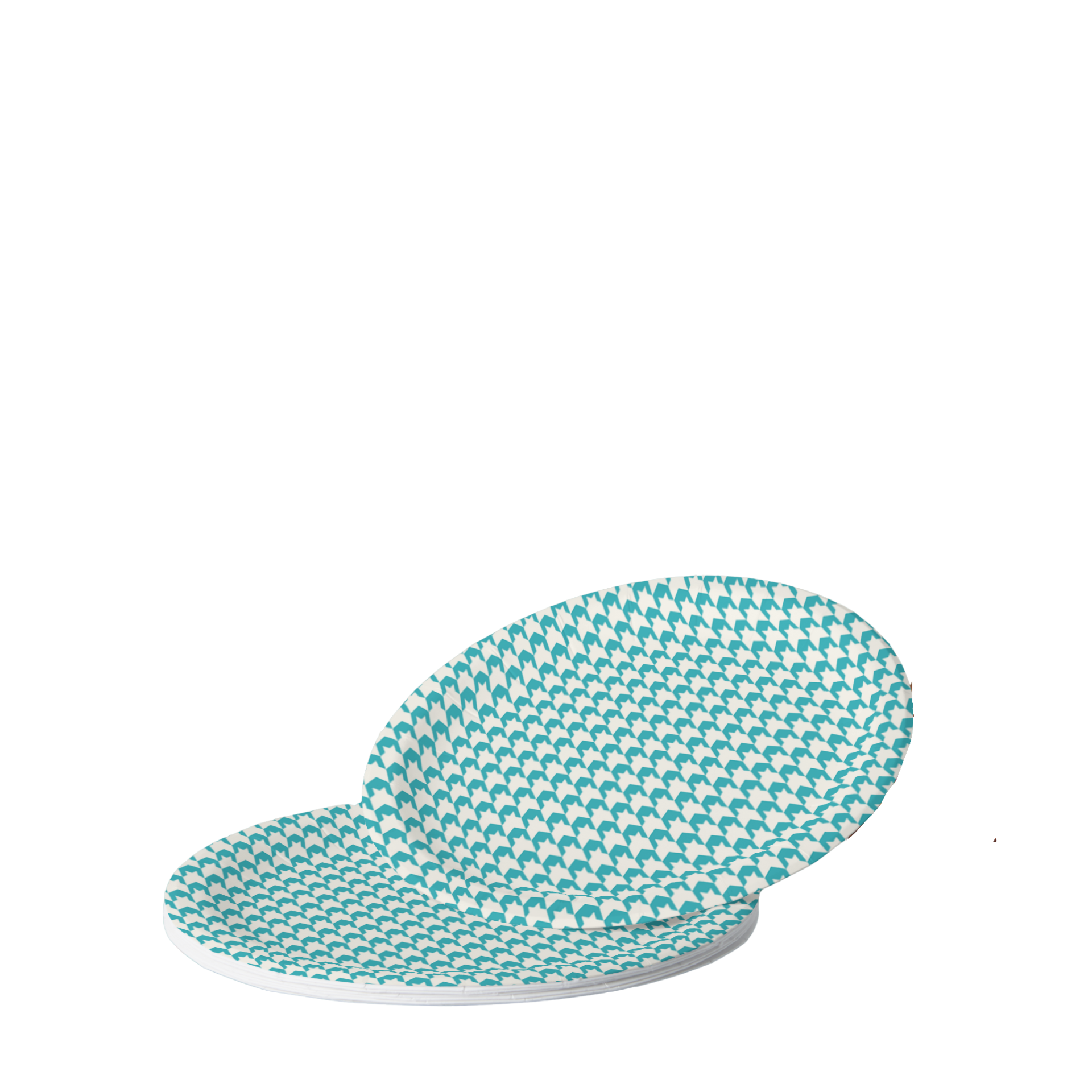 Vintage Voyagers France Lagoon Houndstooth Paper Party Plate