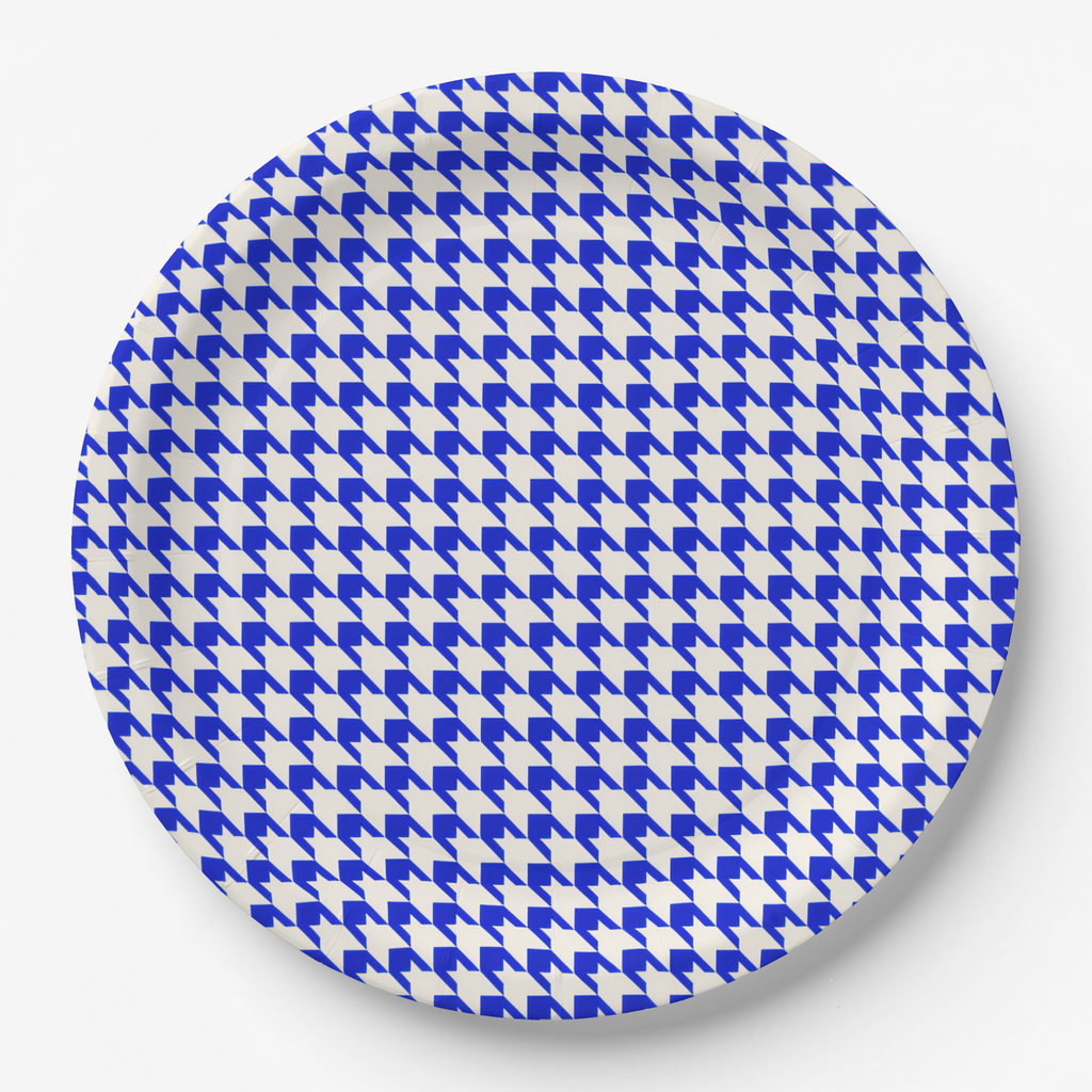 Vintage Voyagers France Lapis Paper Houndstooth Plate