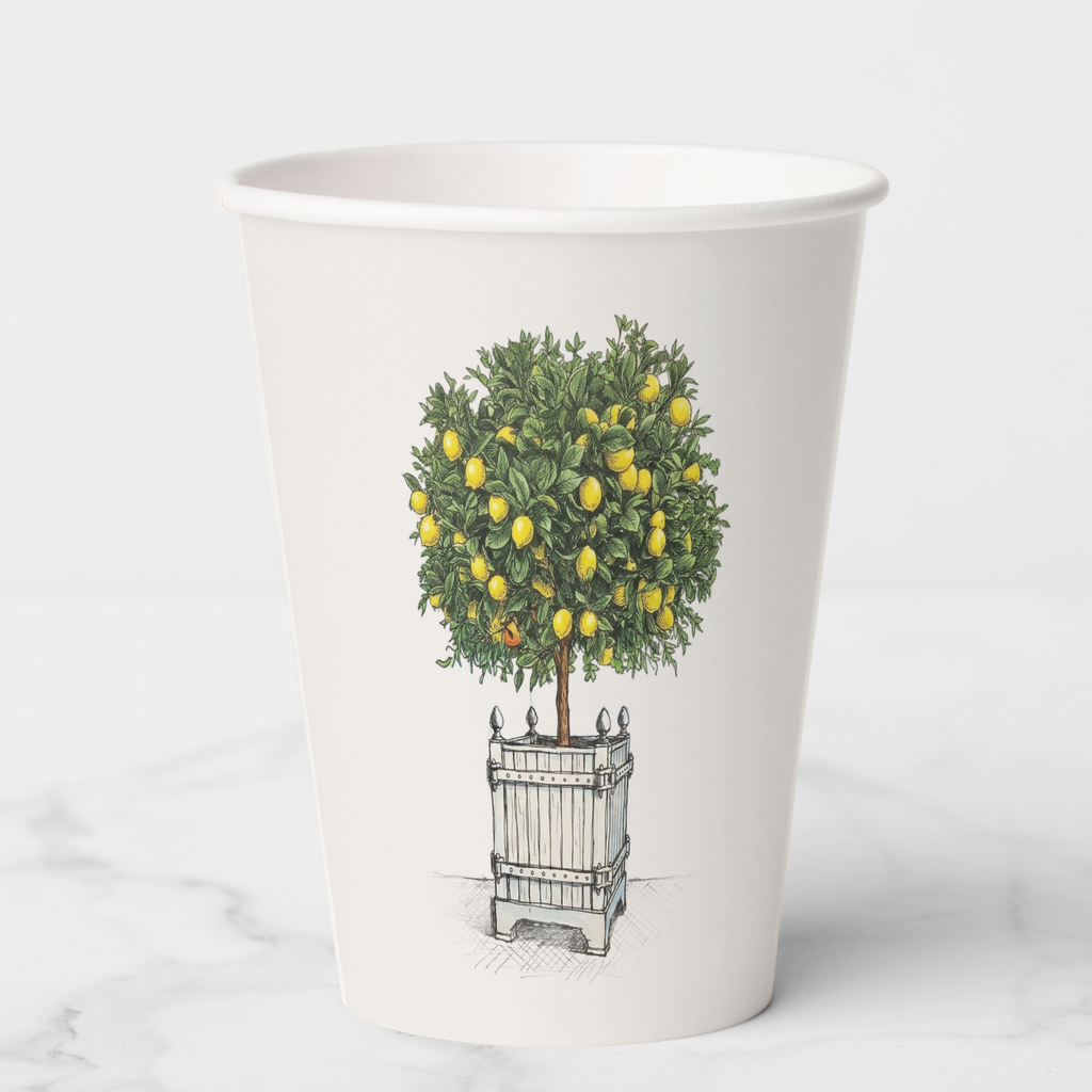 Vintage Voyagers France Lemon Topiary Paper Cups
