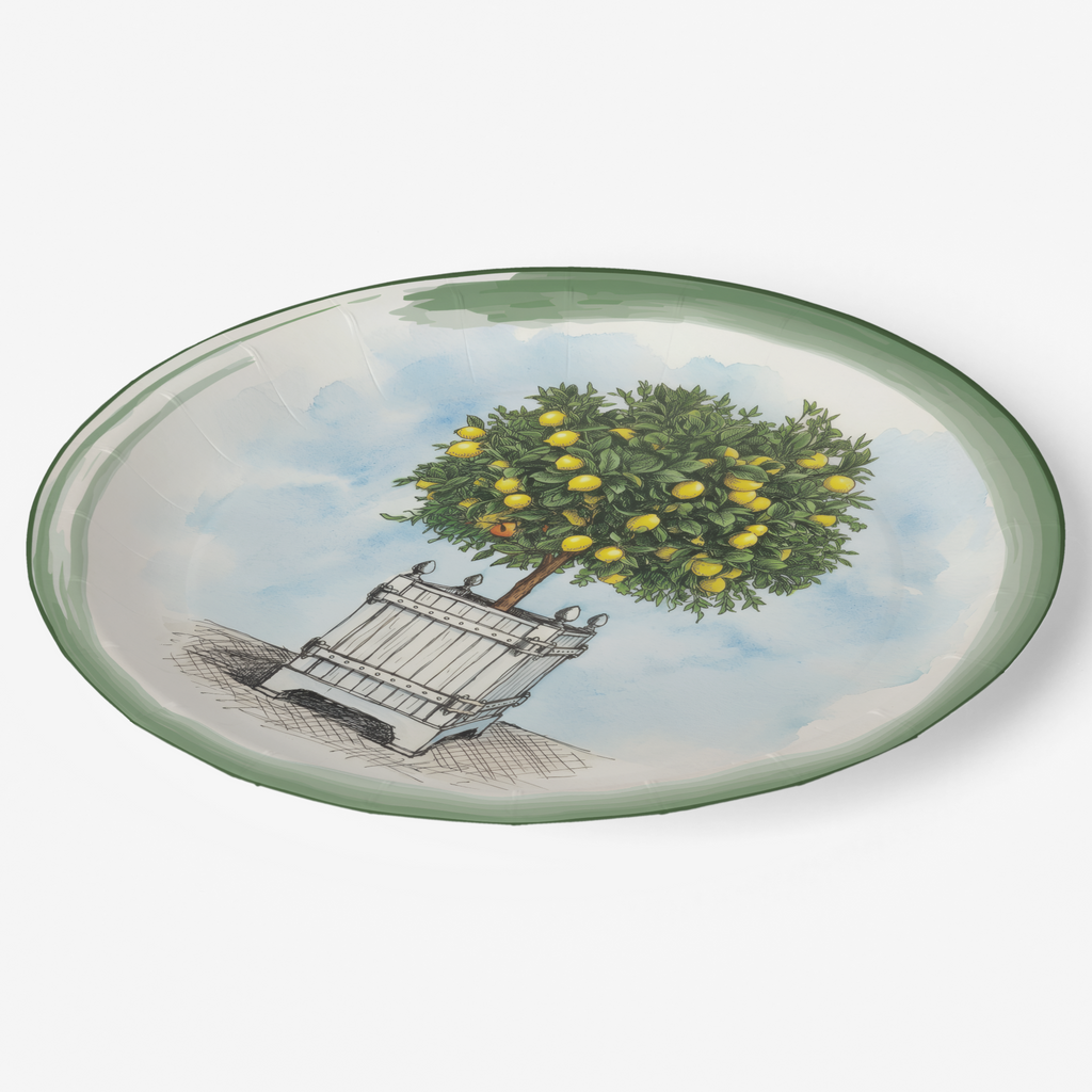 Vintage voyagers France Le Jardin Français Lemon Topiary Paper Party Plate