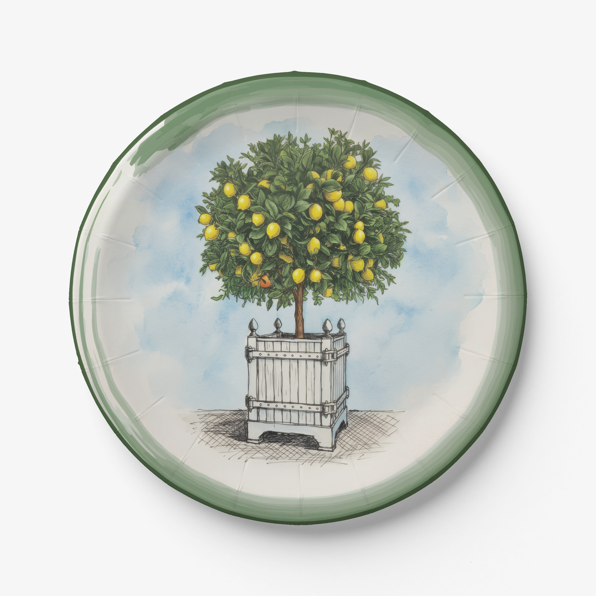 Vintage voyagers France Le Jardin Français Lemon Topiary Paper Party Plate