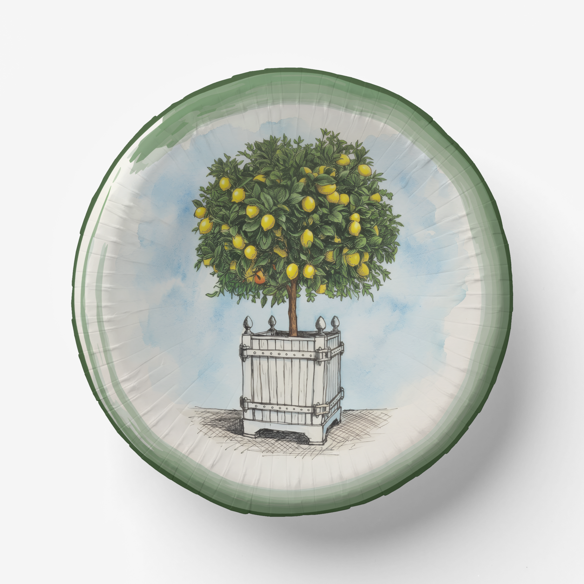 Vintage voyagers France Le Jardin Français Lemon Topiary Paper Party Plate