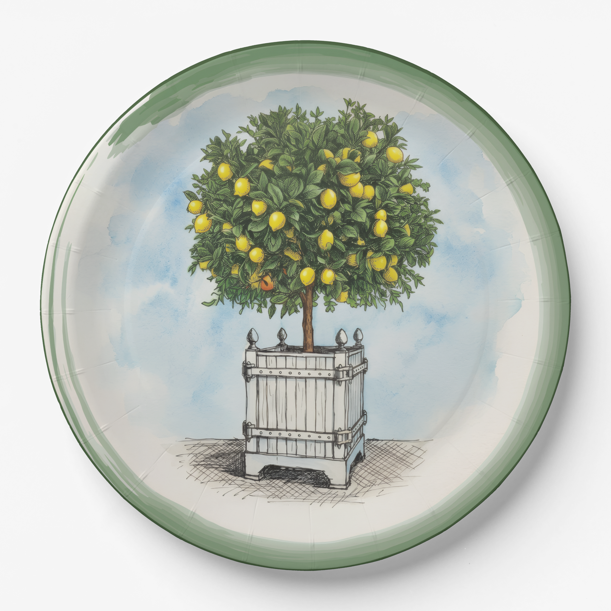 Vintage voyagers France Le Jardin Français Lemon Topiary Paper Party Plate