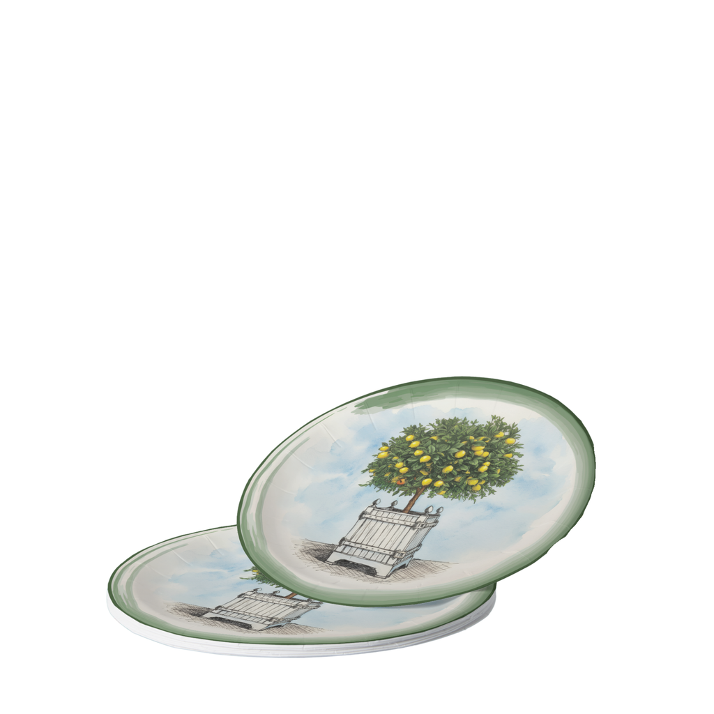 Vintage voyagers France Le Jardin Français Lemon Topiary Paper Party Plate